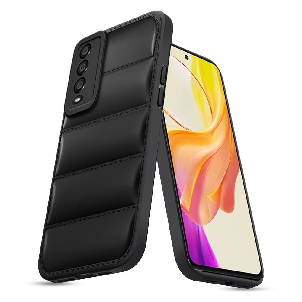 51DiS86nHxL._SL1000_ icall Puffer Case Camera Protection Soft Back Cover for Vivo Y20 | Vivo Y20i - Black - Image 1