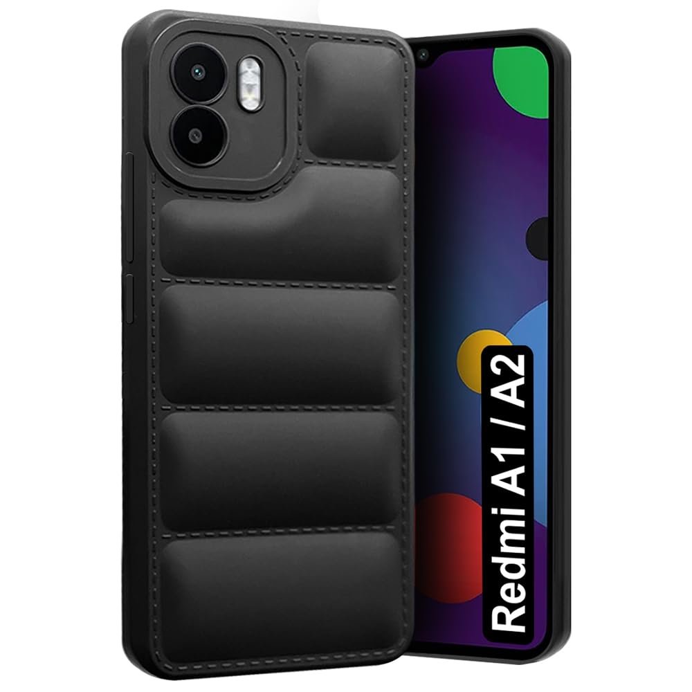 51YxPwxiEgL._SL1000_ icall Puffer Case Camera Protection Soft Back Cover for MI Redmi A1 / Redmi A2 - Black - Rubber - Image 1