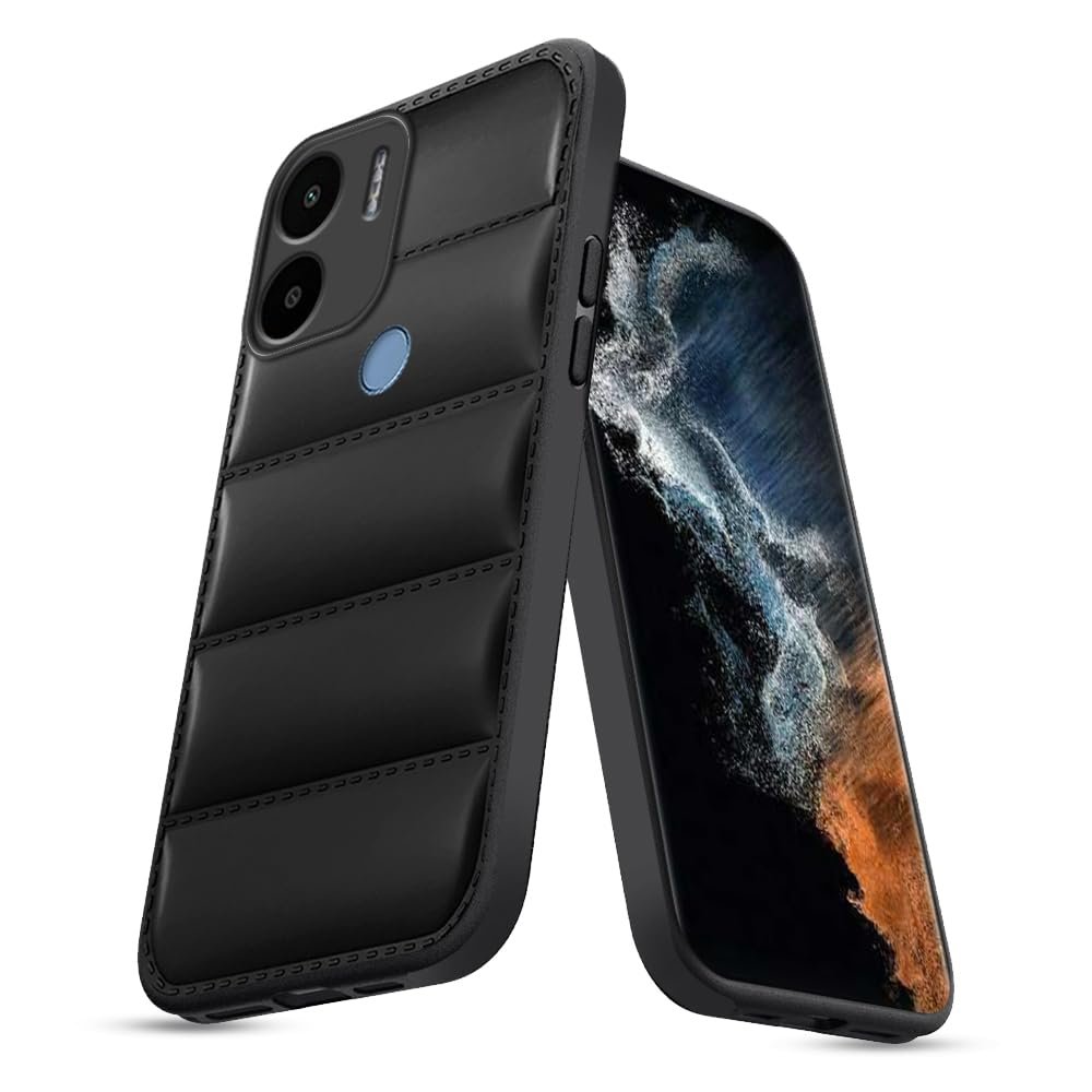 51gaqOZu5EL._SL1000_ icall Puffer Case Camera Protection Soft Back Cover for Poco C51/ Redmi A1+/ Redmi A2+/ Poco C50- Black - Rubber - Image 1