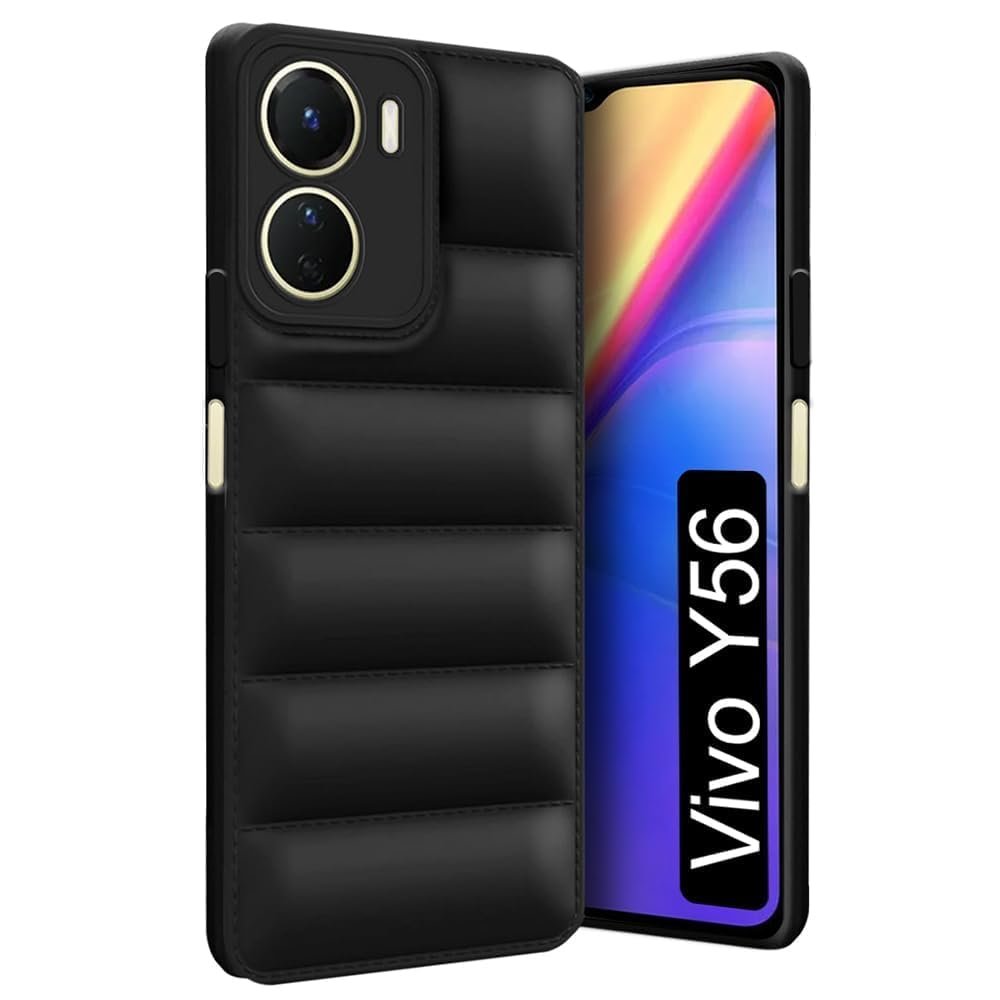 51upgH+46zL._SL1000_ icall Puffer Case Camera Protection Soft Back Cover for Vivo Y56 5G -(Black) - Image 1