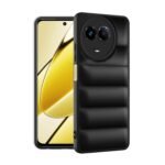 icall Puffer Case Camera Protection Soft Back Cover for Realme 11 5G | 11X 5G | Narzo 60X- Black - Rubber