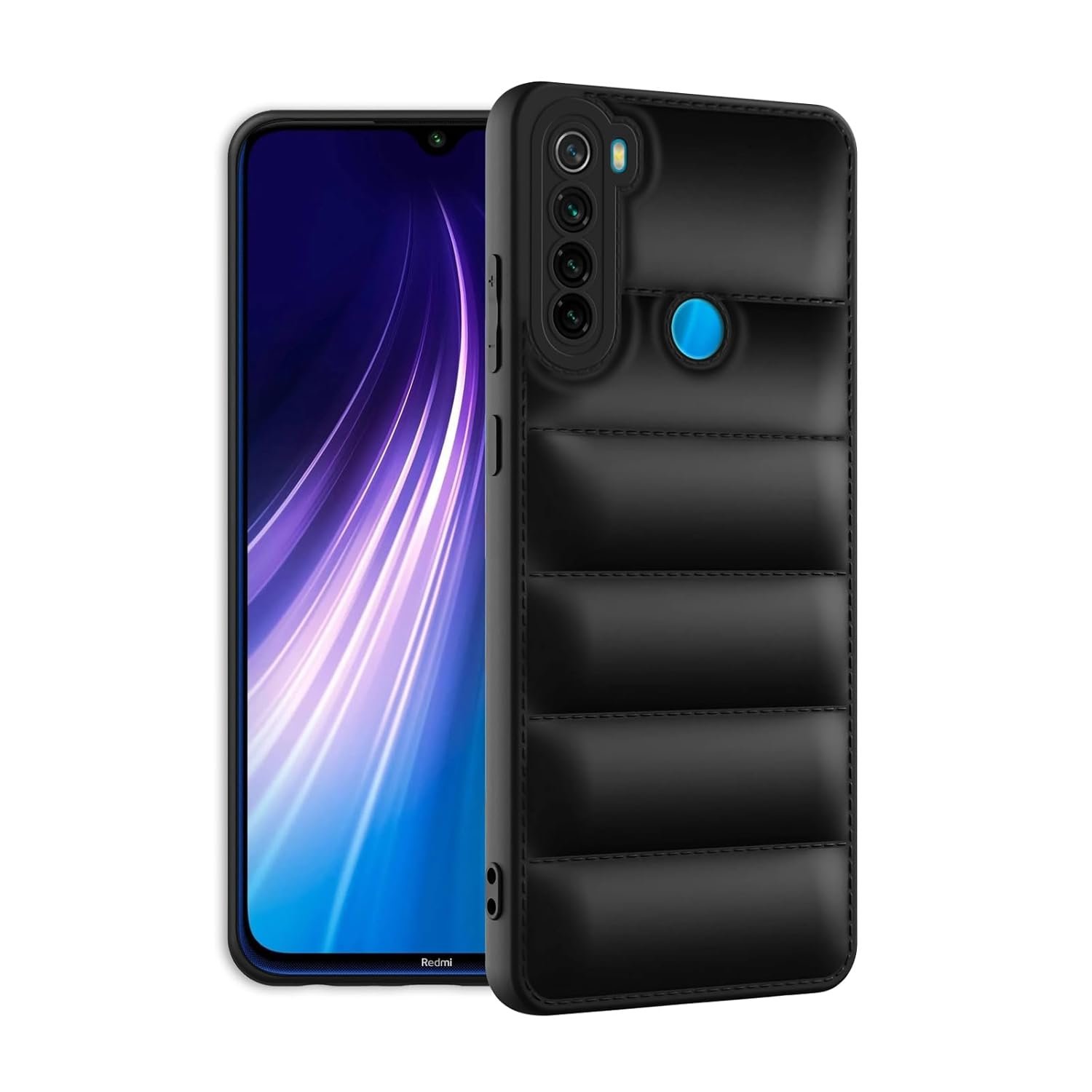 617EpIgxW9L._SL1500_ icall Puffer Case Camera Protection Soft Back Cover for Redmi Note 8 - Black - Image 1