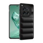 icall Puffer Case Camera Protection Soft Back Cover for Oneplus 12- Black - Rubber