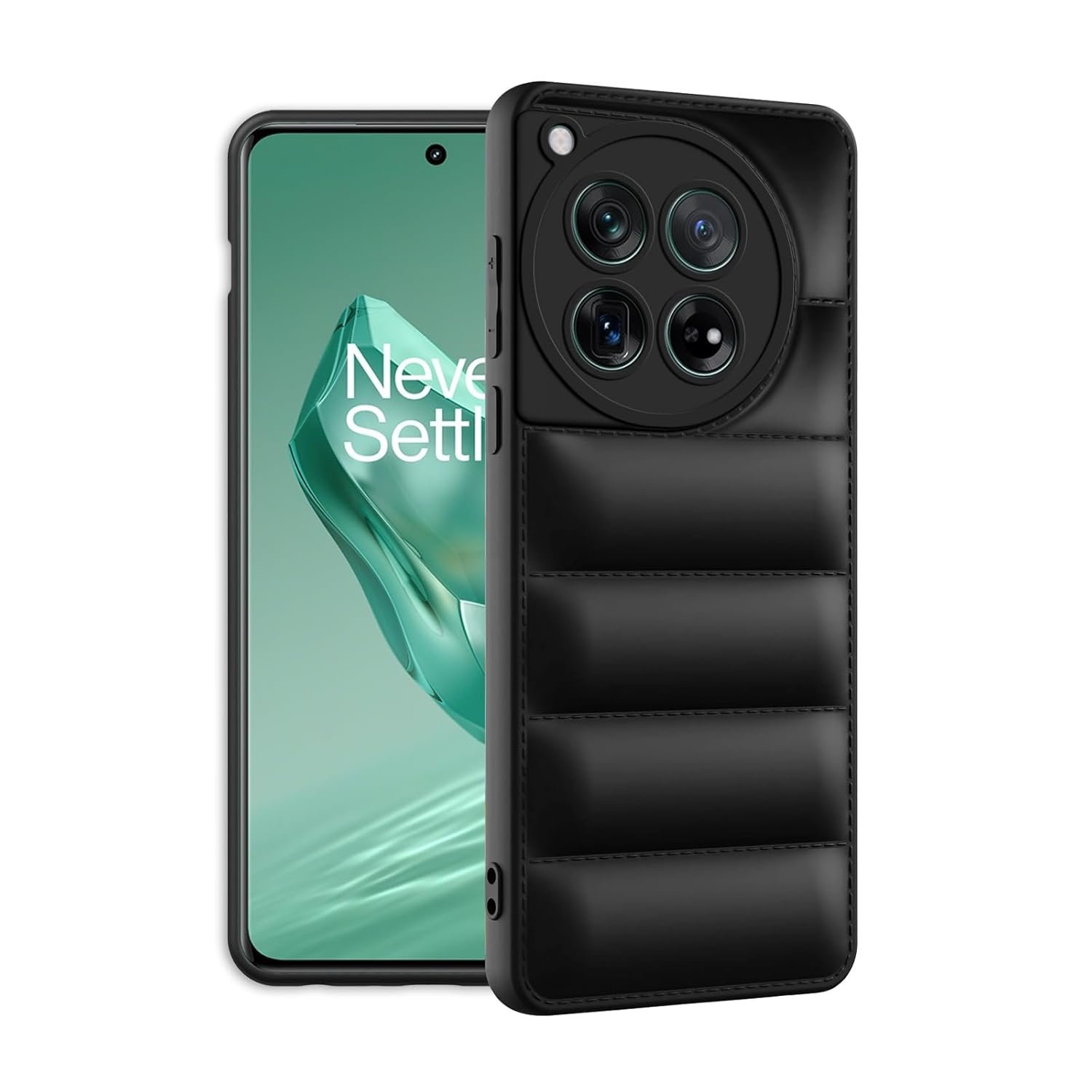 61FeFYiRAZL._SL1500_ icall Puffer Case Camera Protection Soft Back Cover for Oneplus 12R - Black - Rubber - Image 1