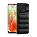 icall Puffer Case Camera Protection Soft Back Cover for Xiaomi Redmi 12C | Poco C55- Black - Rubber