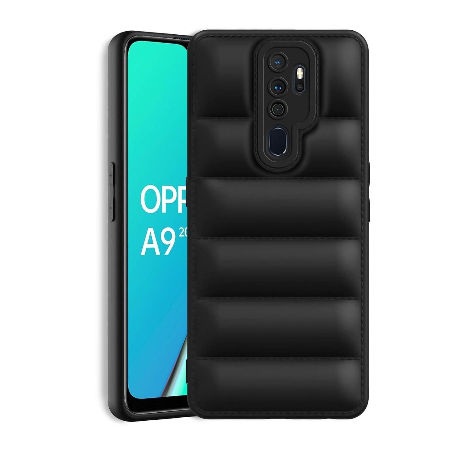 61MT4N9d6rL._SL1500_ icall Puffer Case Camera Protection Soft Back Cover for Oppo A9 (2020) | Oppo A5 (2020) - Black - Rubber - Image 1