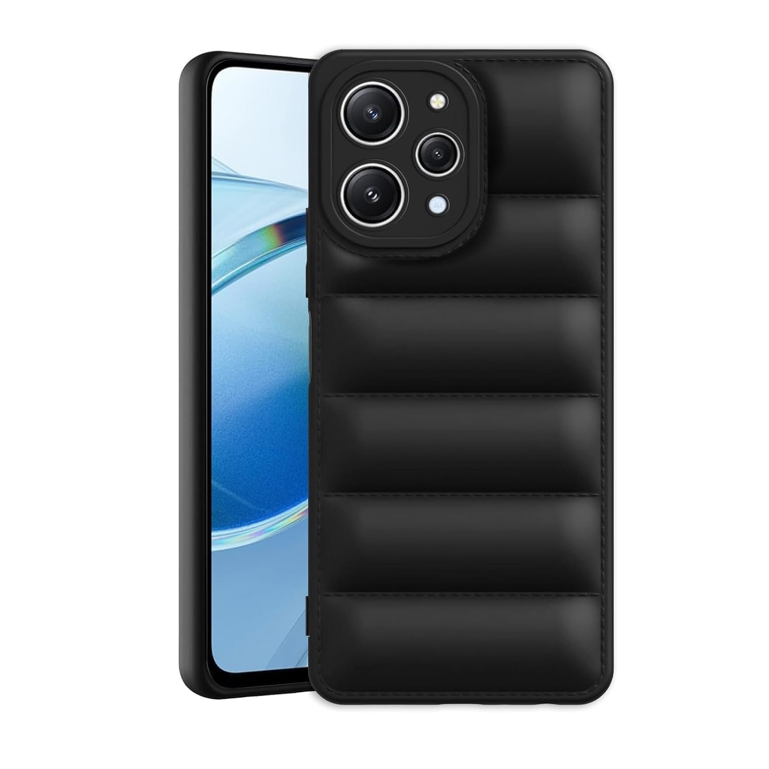 61QahWWcWJL._SL1500_ (1) icall Puffer Case Camera Protection Soft Back Cover for Mi Redmi 12 4G - Black - Rubber - Image 1