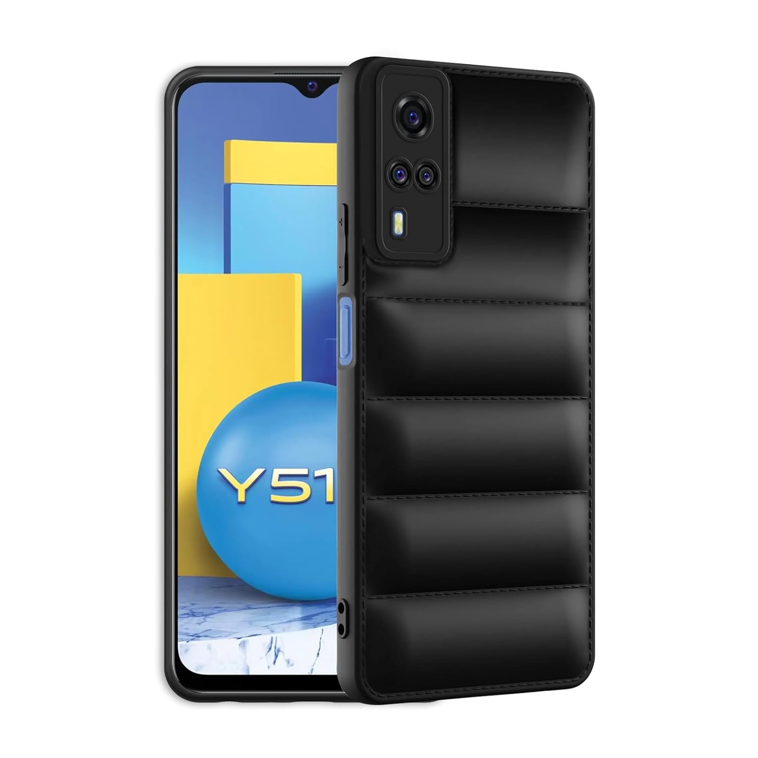 61RzFRZ8T5L._SL1500_ icall Puffer Case Camera Protection Soft Back Cover for Vivo Y51 2020- Black - Rubber - Image 1
