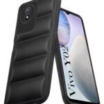 icall Puffer Case Camera Protection Soft Back Cover for Vivo Y02 4G / Y02T 4G / Y02A 4G - Black - Rubber