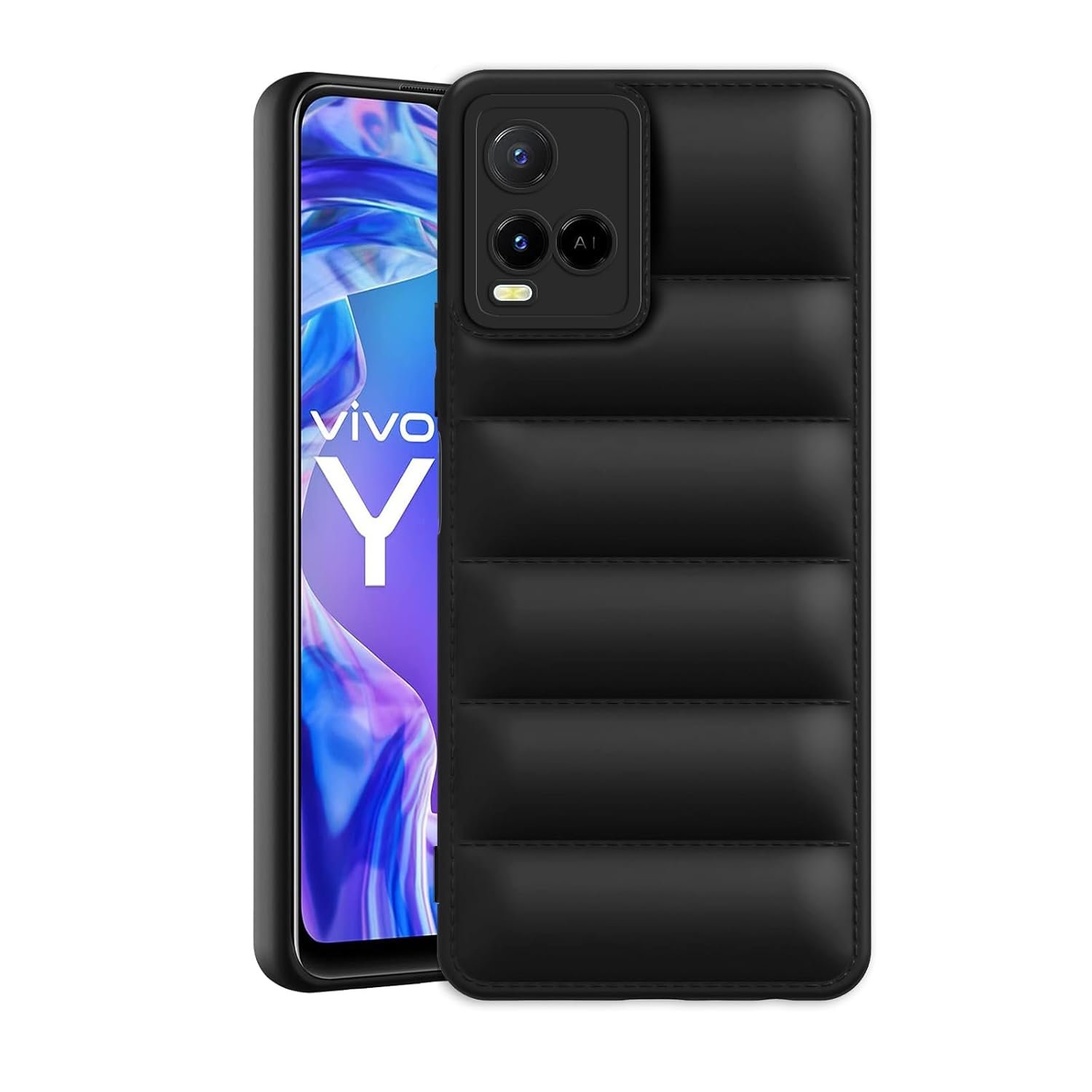 61rahoGsy3L._SL1500_ icall Puffer Case Camera Protection Soft Back Cover for Vivo Y21 2021 - Black - Rubber - Image 1